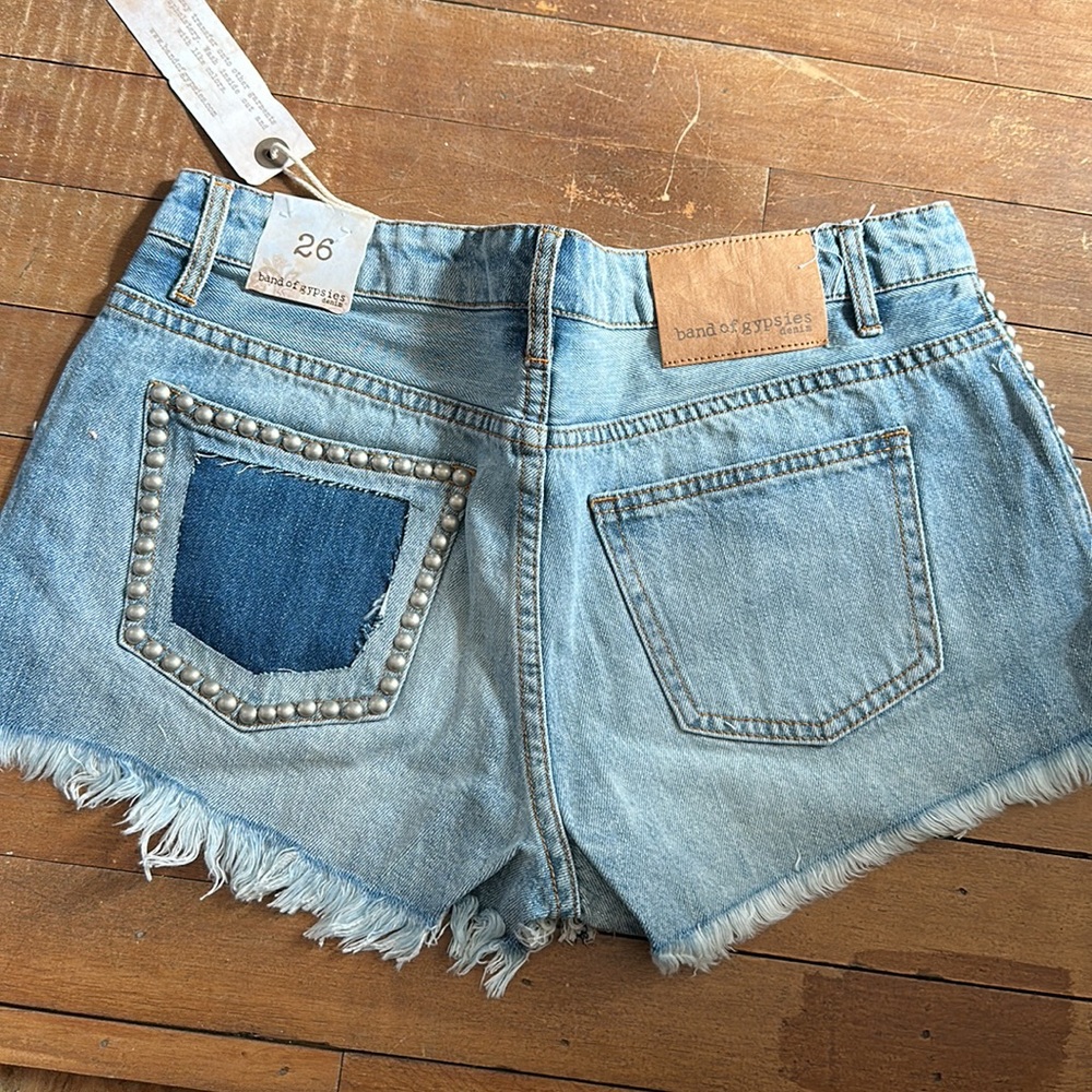 Rose shorts with studs juniors 26 band of gypsies denim jeans - Picture 2 of 4